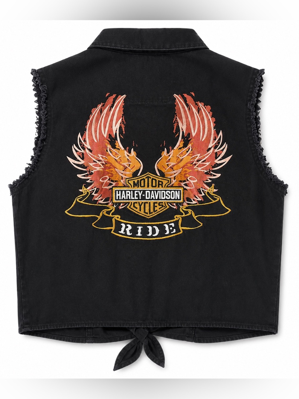 Harley Davidson Black Sleeveless Ride Moto Tie Top L